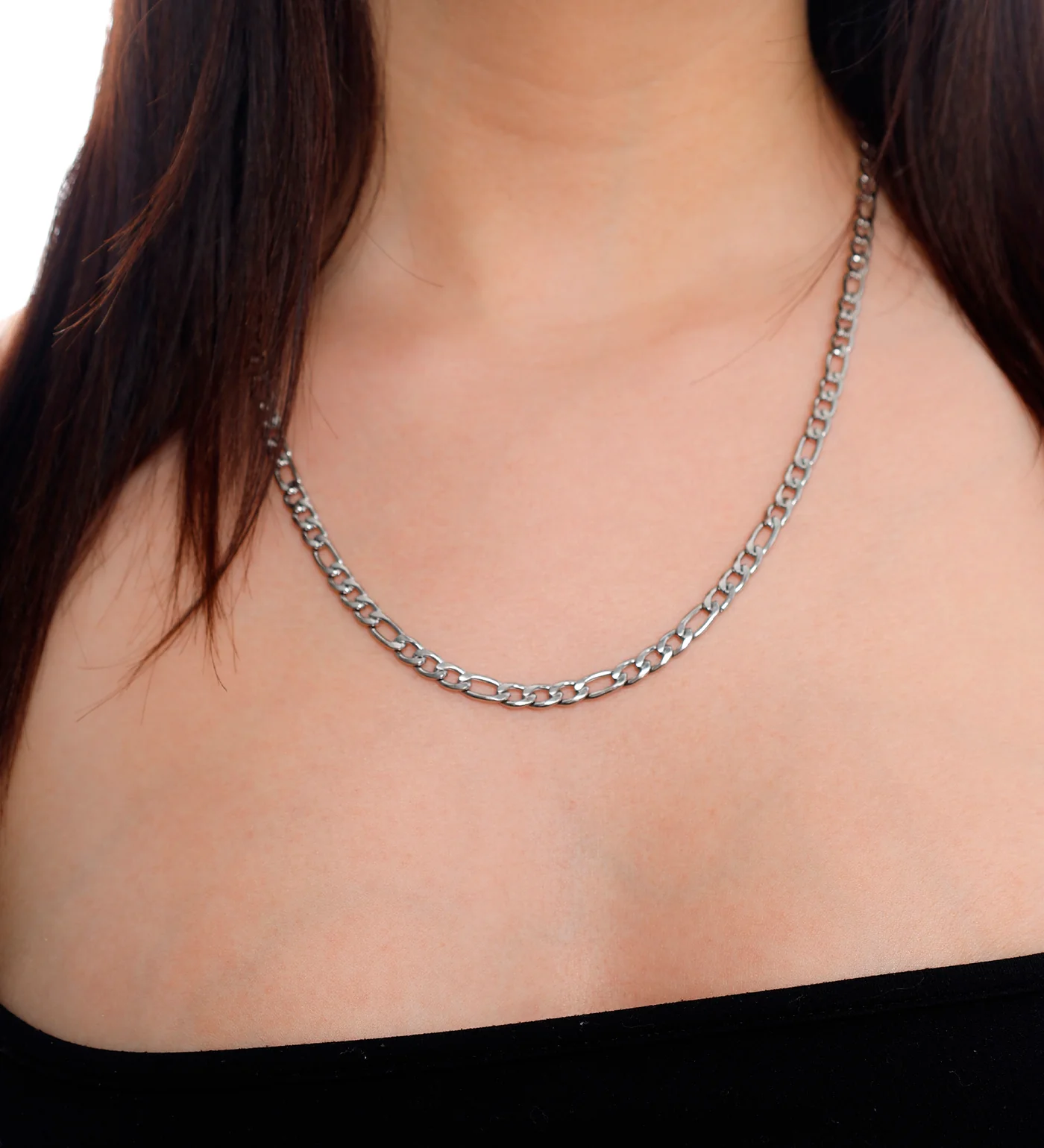 Long Medium Stainless Squared Chain, Silver (1C) - Image 3
