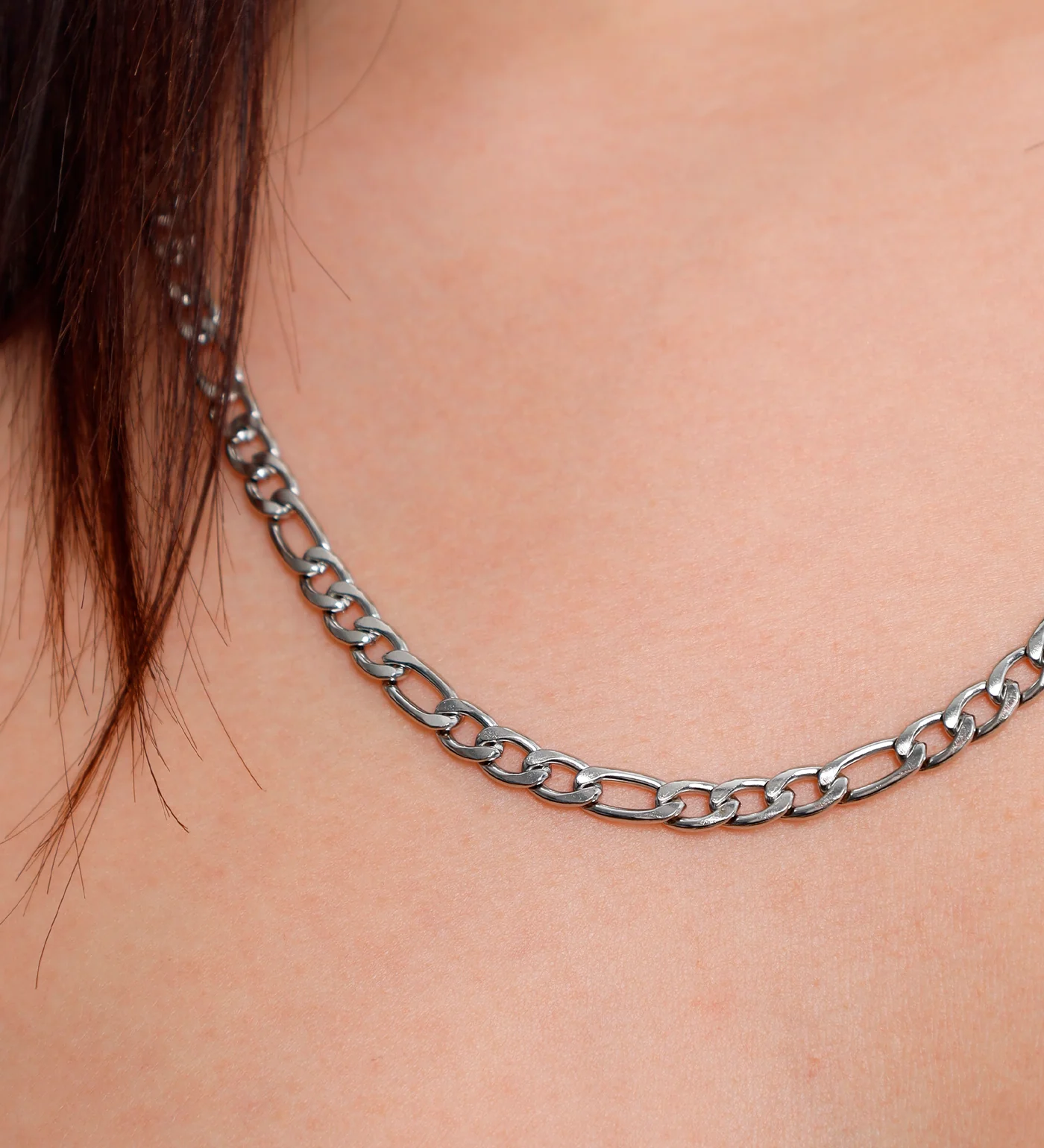Long Medium Stainless Squared Chain, Silver (1C) - Image 4