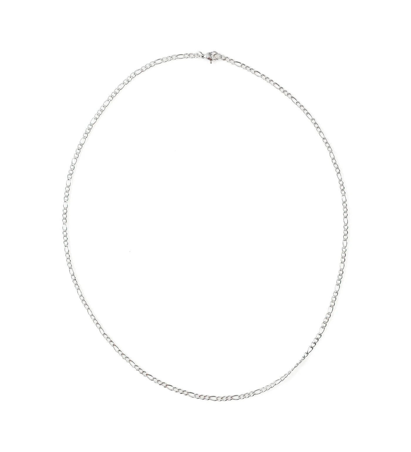 Long Small Stainless Squared Chain, Silver (1C)
