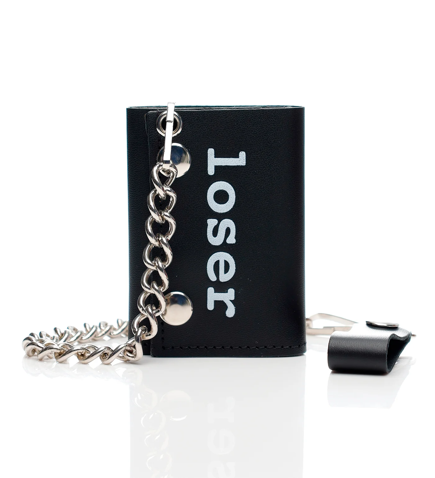 Loser Tri-fold Wallet W/Chain TC304-152, Black/White