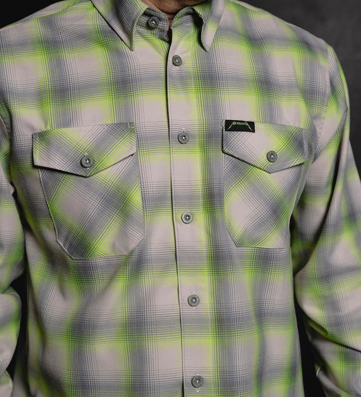 Metallica And Justice For All Flannel , Neon Green/Grey/White - Image 7