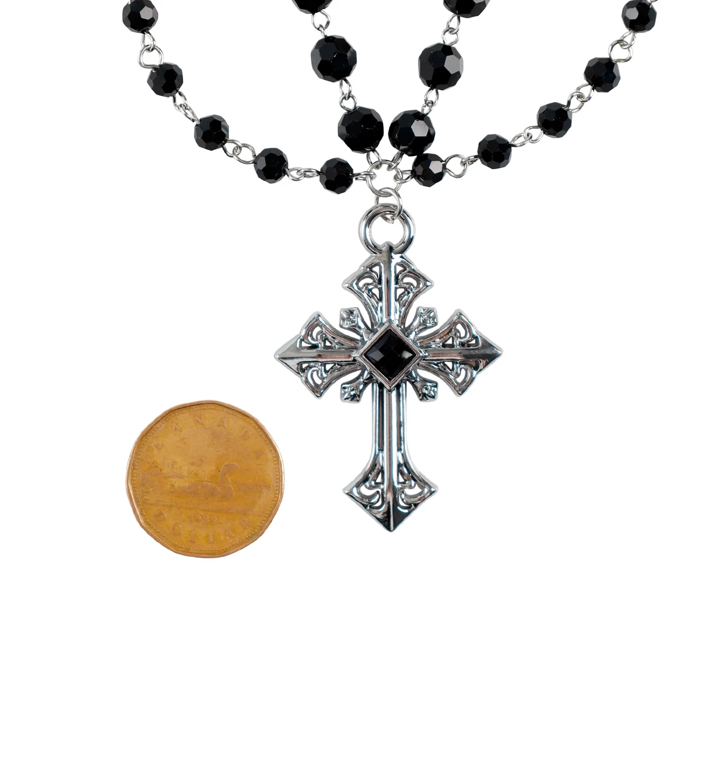 Multi Necklace W/Black Beads,Black/Silver(2A) - Image 3
