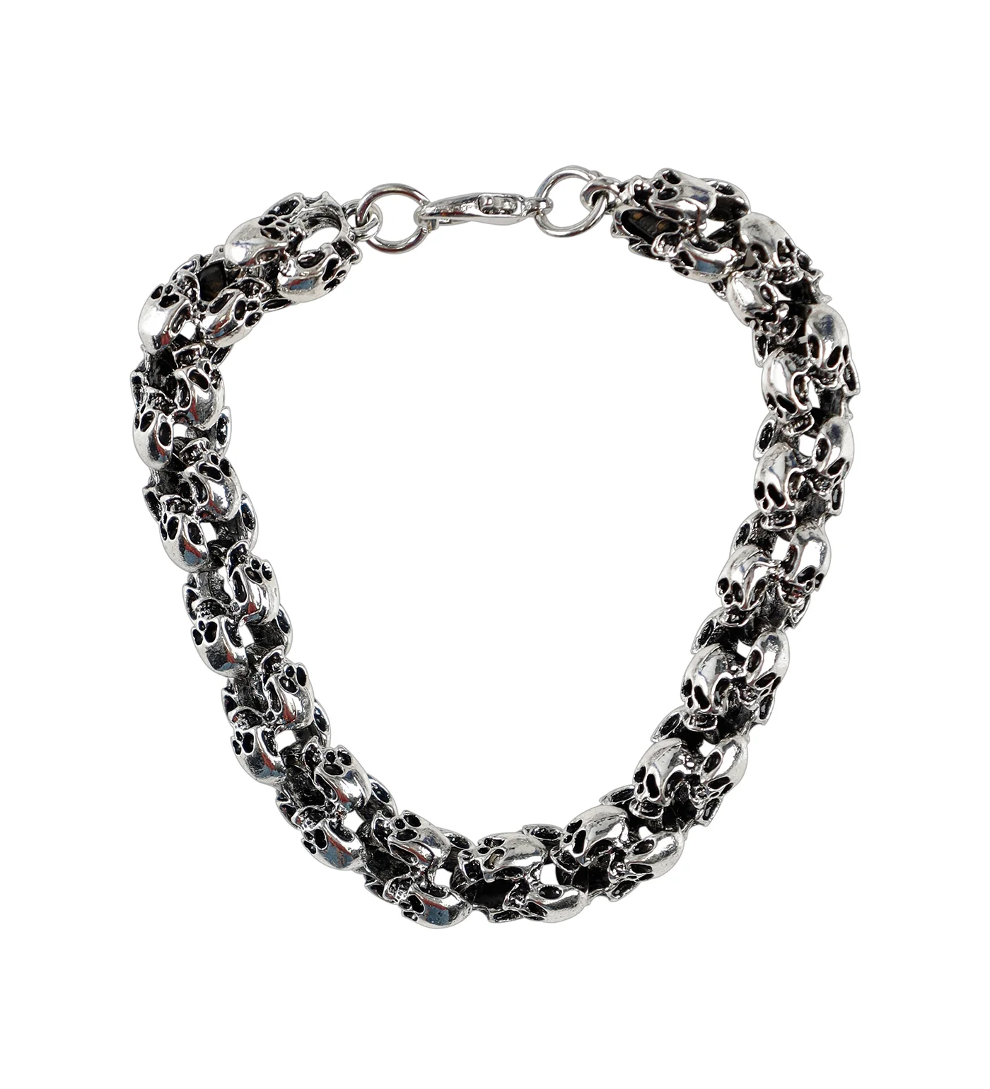 Multi skull Chain Bracelet, Silver(2D)