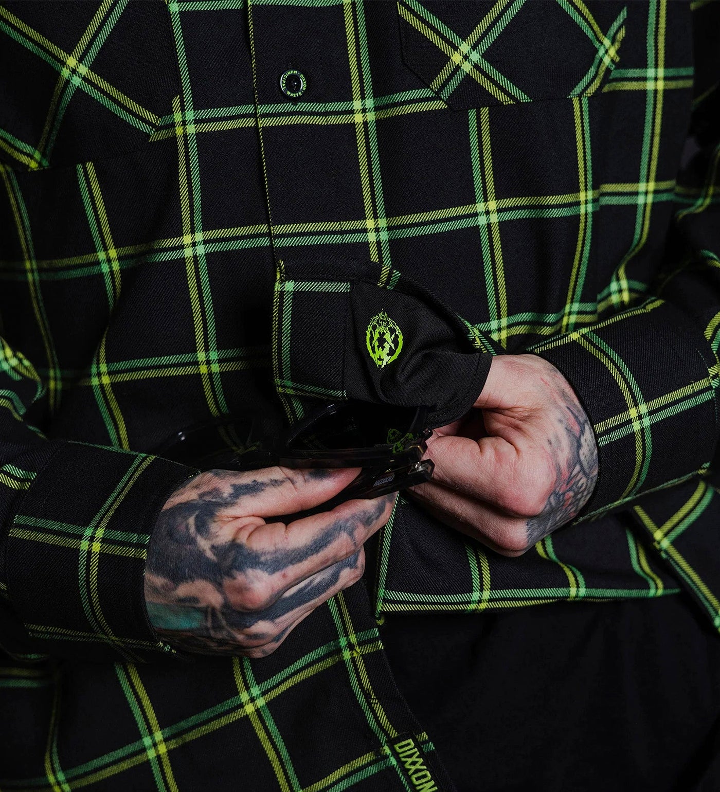Muncipal Waste Flannel, Black/Green - Image 4