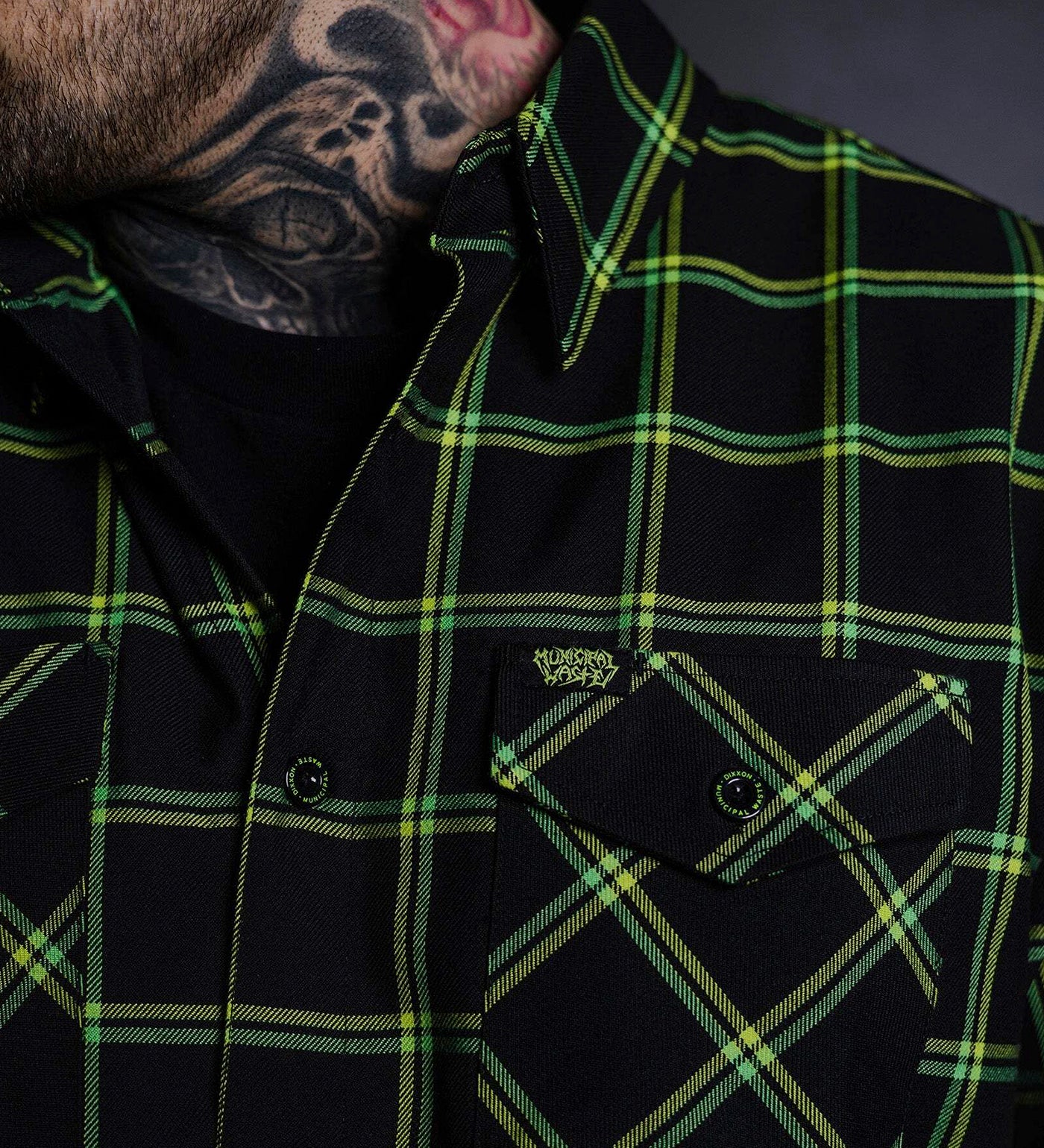 Muncipal Waste Flannel, Black/Green - Image 5