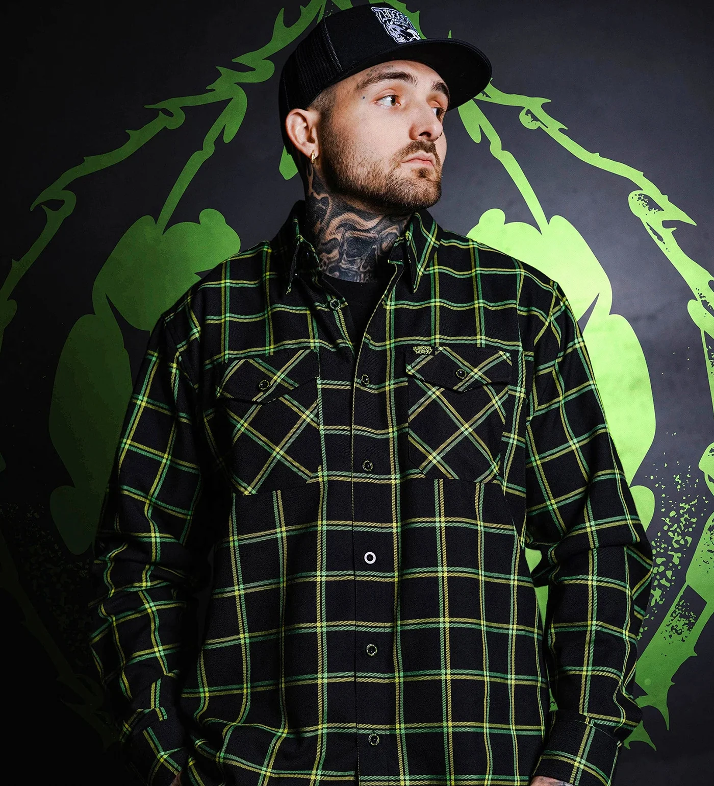 Muncipal Waste Flannel, Black/Green - Image 7