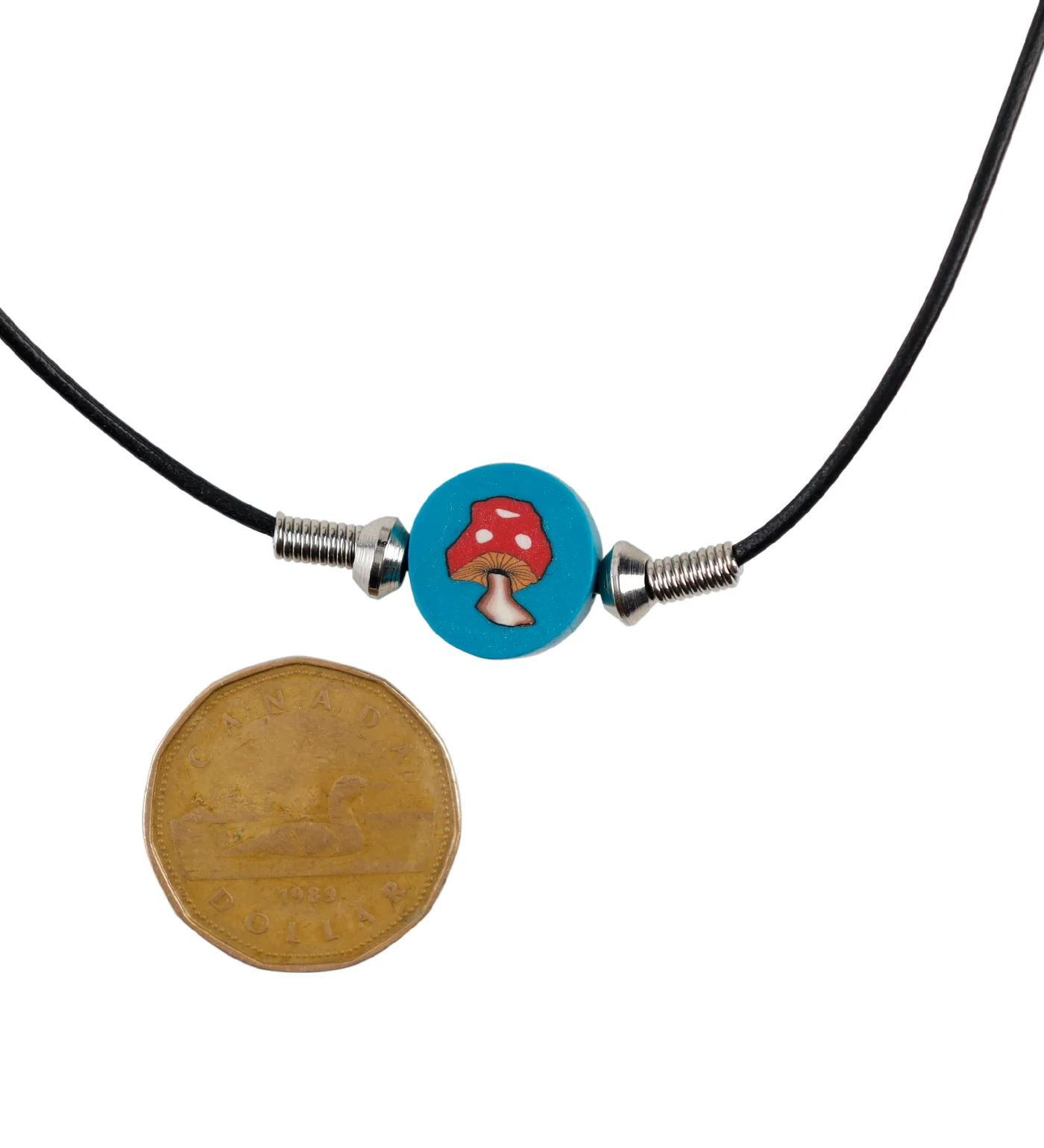 Mushroom Bead String Necklace, Black/Silver/Blue(2F) - Image 2