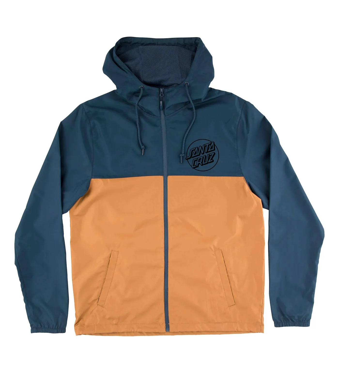 Opus Dot Chest Windbreaker, Classic Navy/Saddle