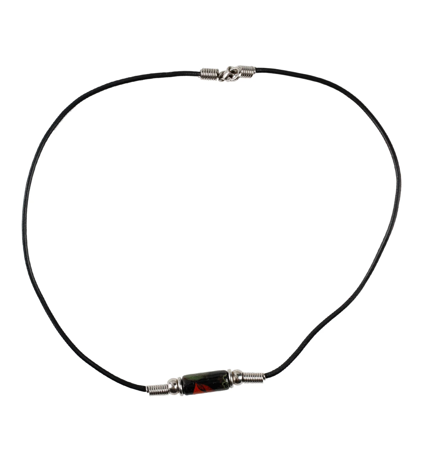 Painted Pendant String Necklace, Black/Silver/Green/Red (2F) - Image 3