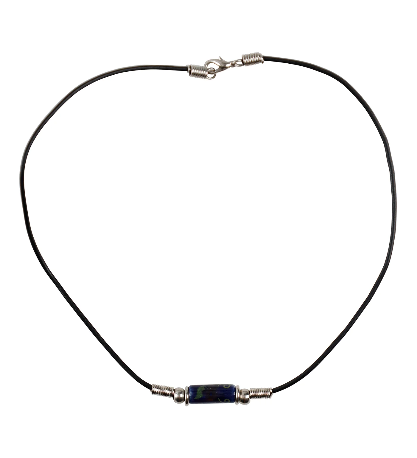 Painted Pendant Necklace, Black/Silver/Blue (2F) - Image 3