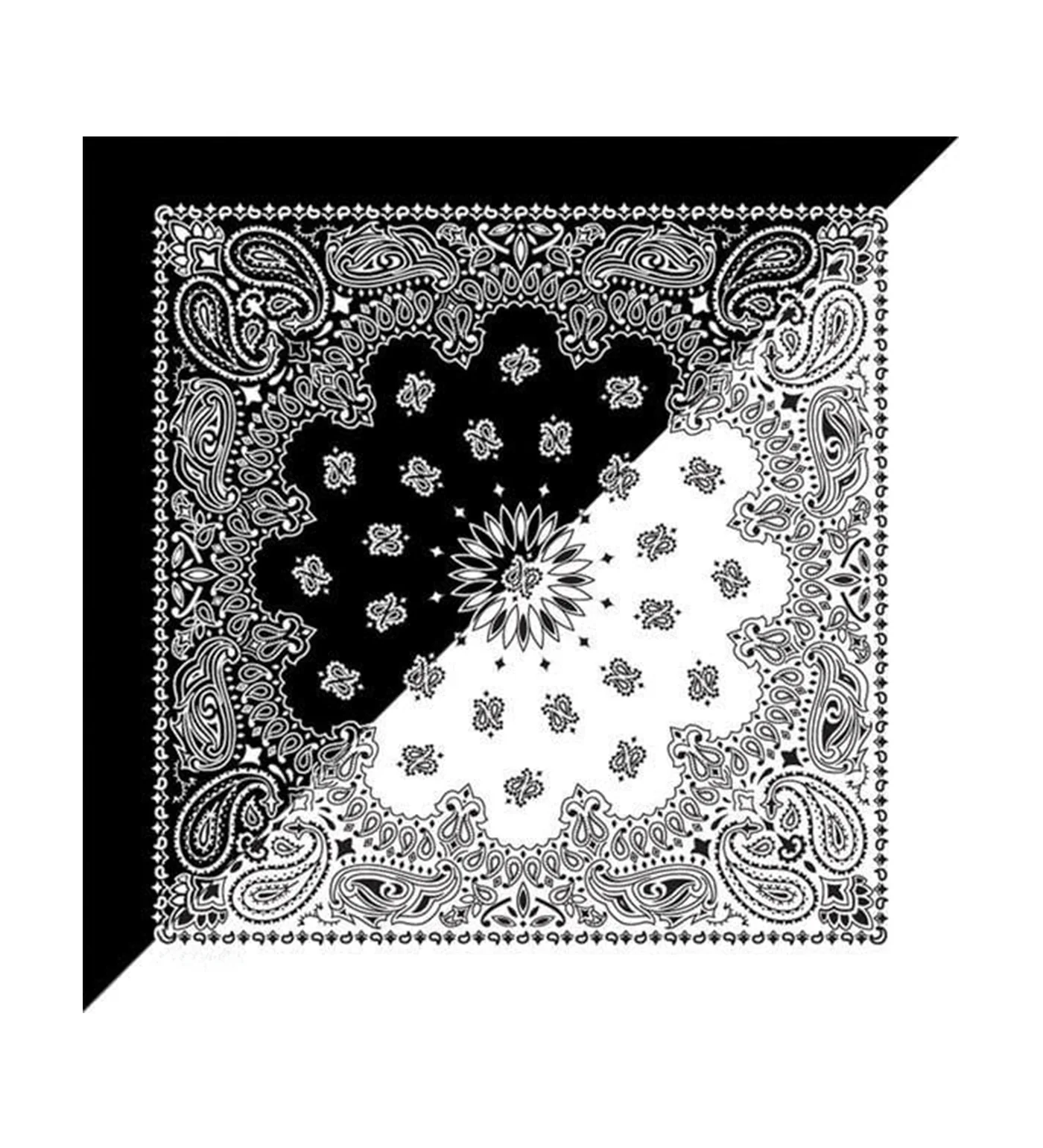 Paisley Bandana, Black/White