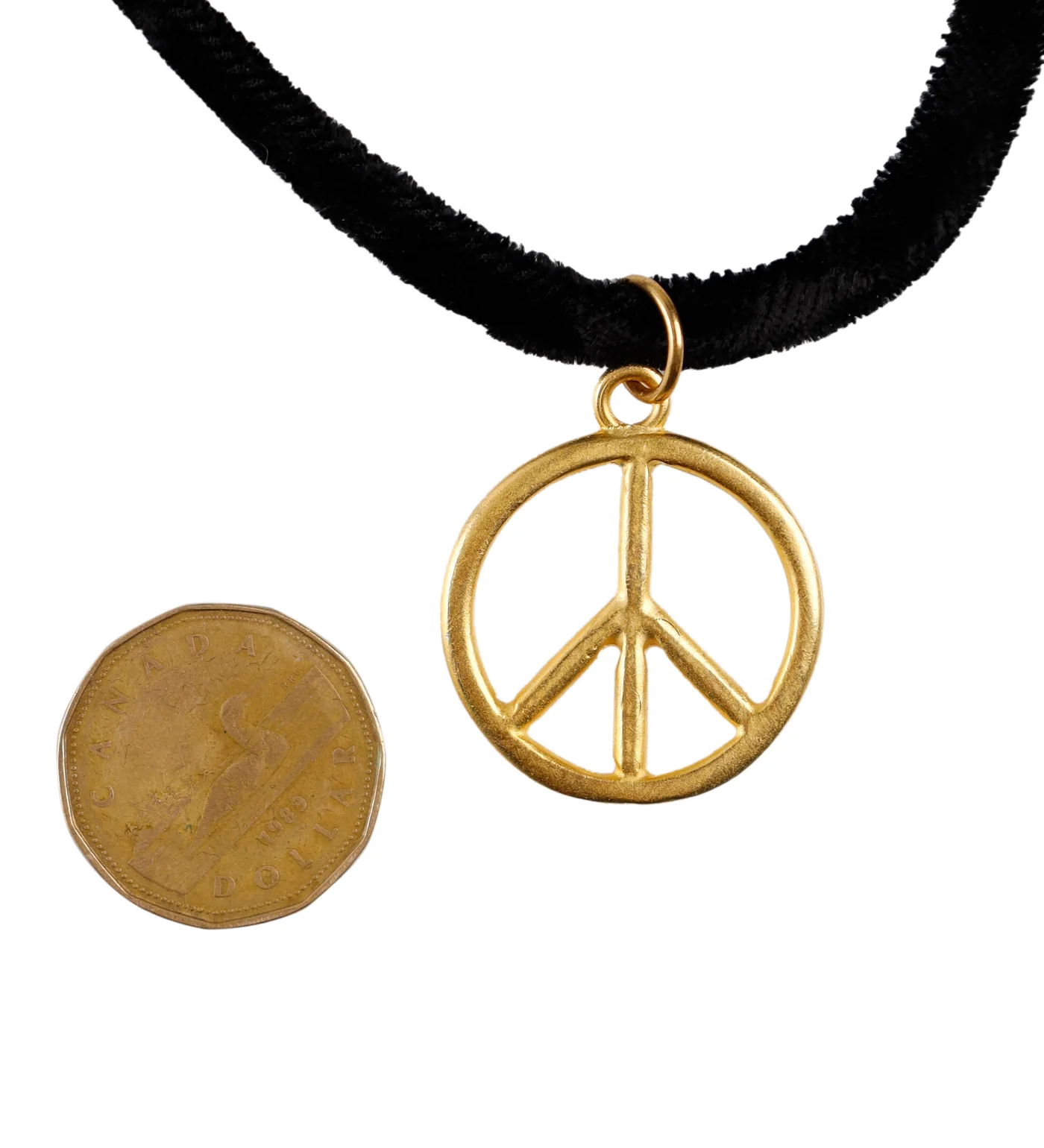 Peace Pendant Round Choker, Black/Gold (2F) - Image 2