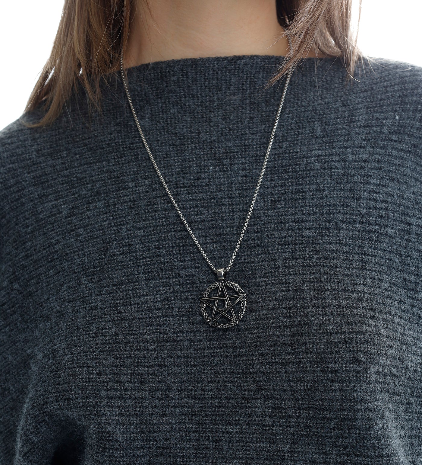 Pentagram and Moon EX-31557645, Silver/Black (2C) - Image 3