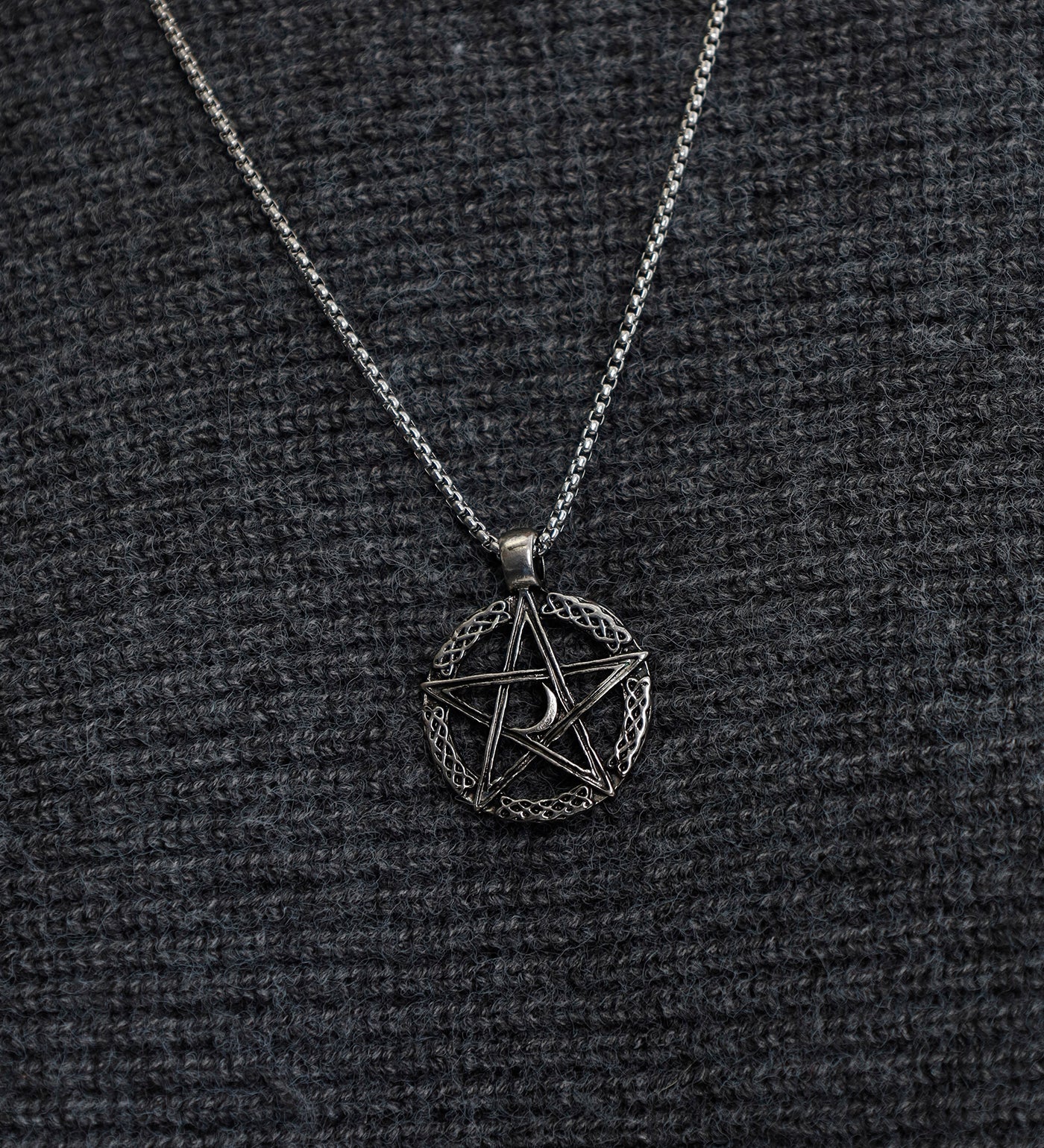 Pentagram and Moon EX-31557645, Silver/Black (2C) - Image 4