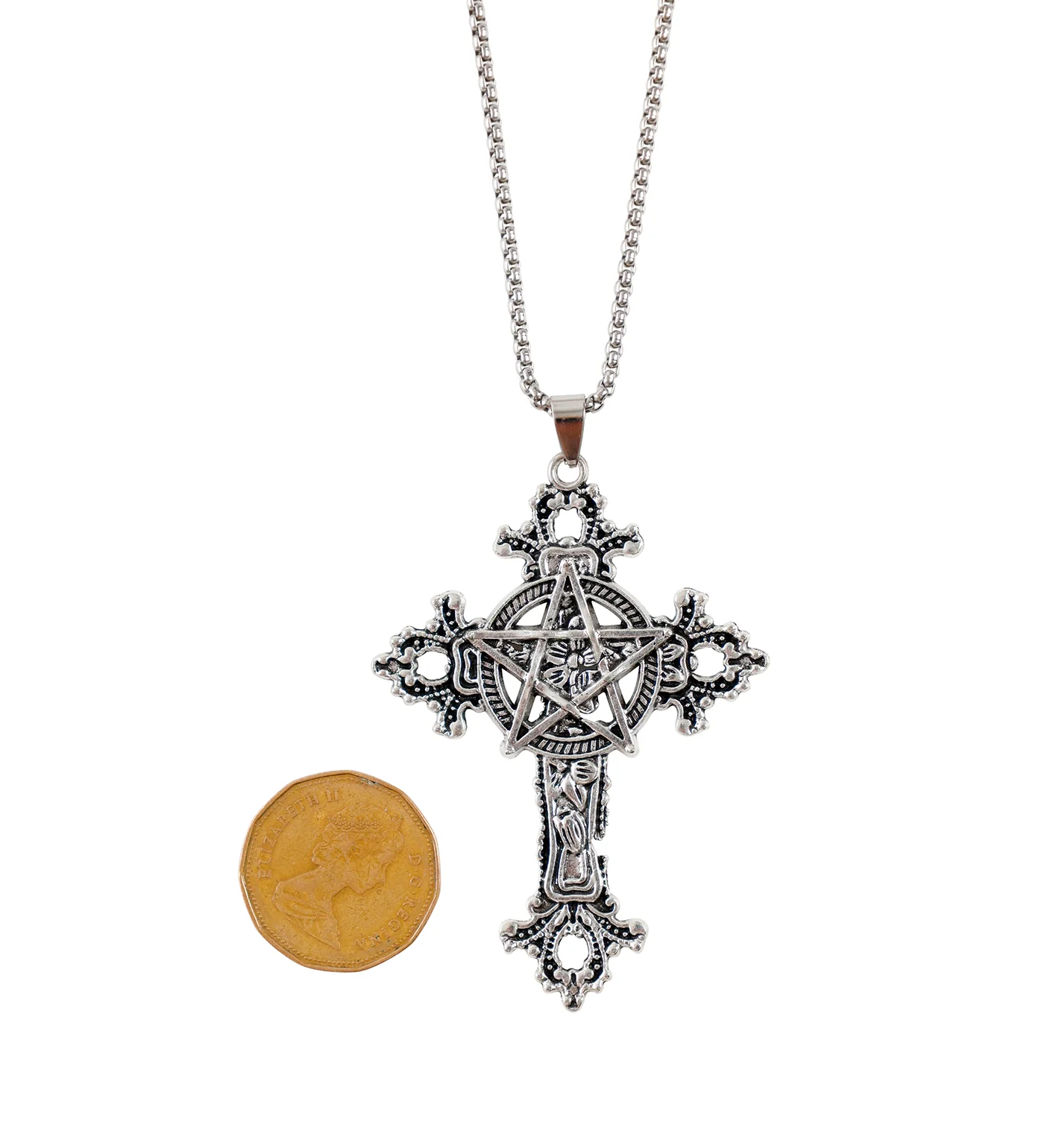 Pentagram Cross, Silver(2A) - Image 3