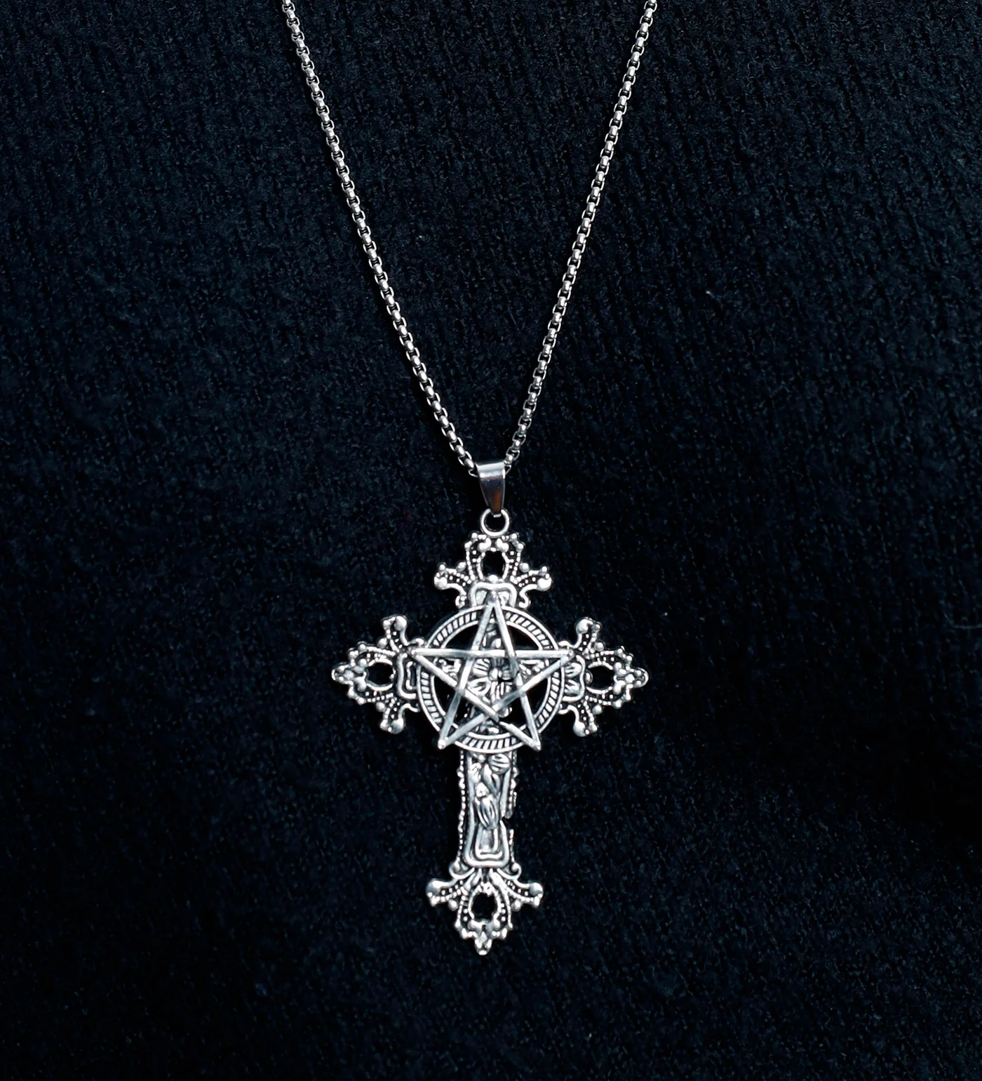 Pentagram Cross, Silver(2A) - Image 5