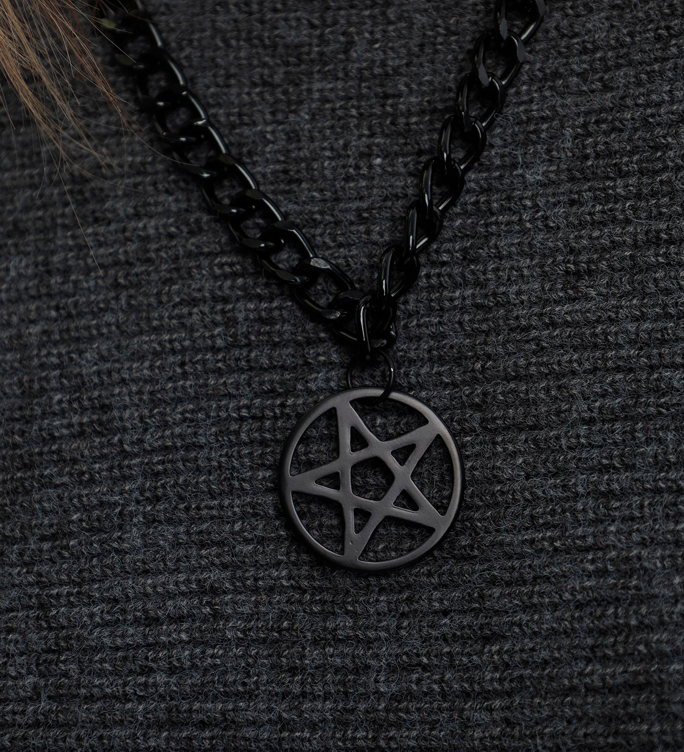 Pentagram Necklace(2C), Black/Black - Image 5