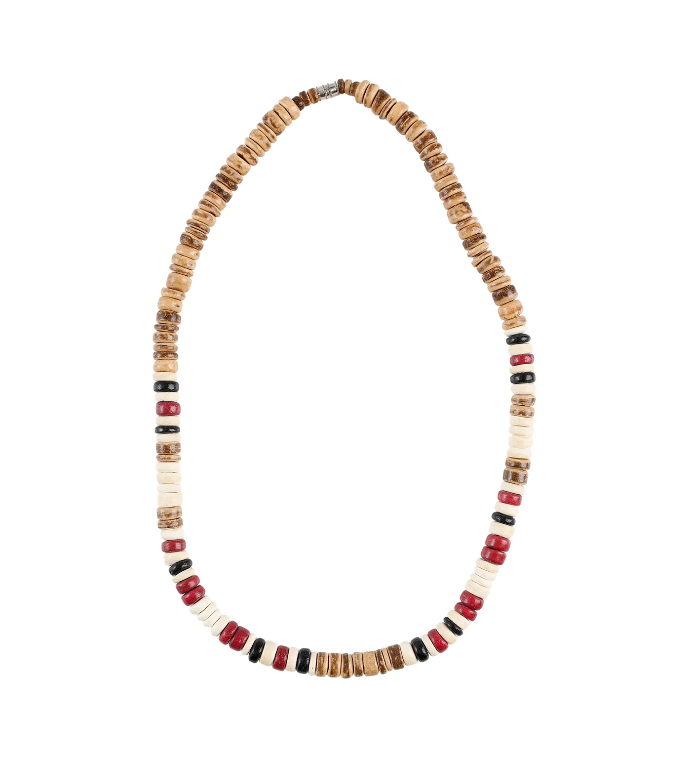 Puka Necklace, Light Brown/Black/Fuschia/Cream