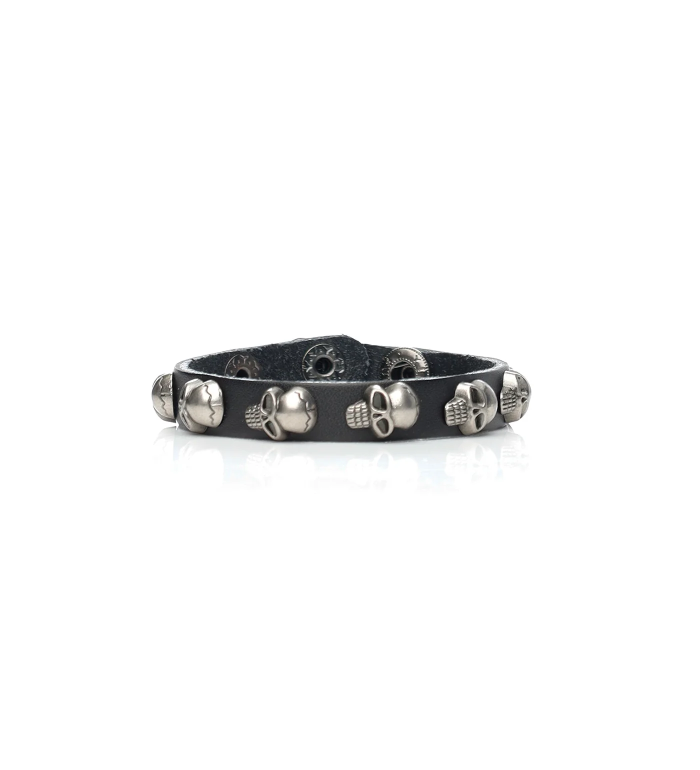 Punk Skull Pu Leather Wristband, Black