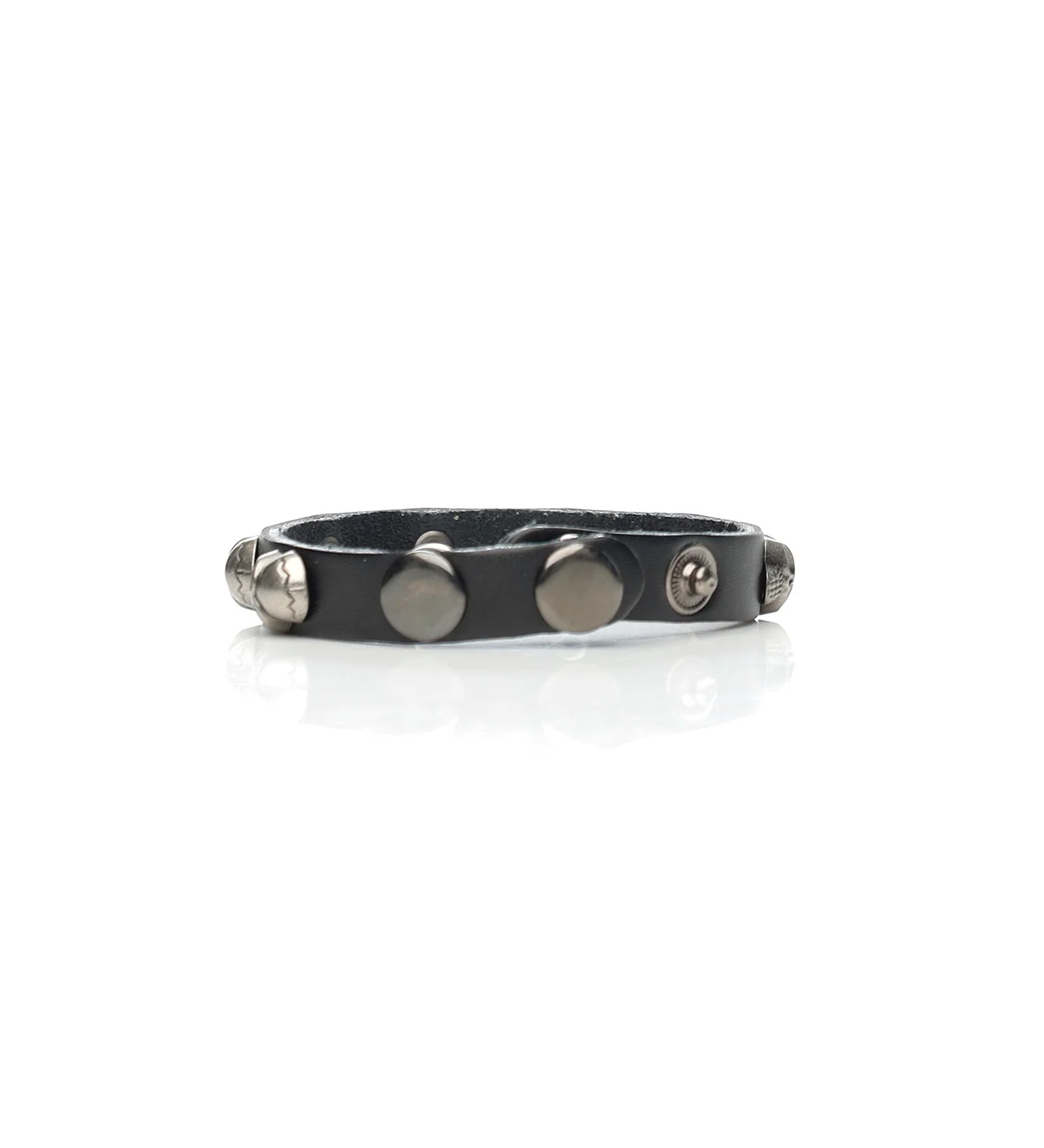 Punk Skull Pu Leather Wristband, Black - Image 2
