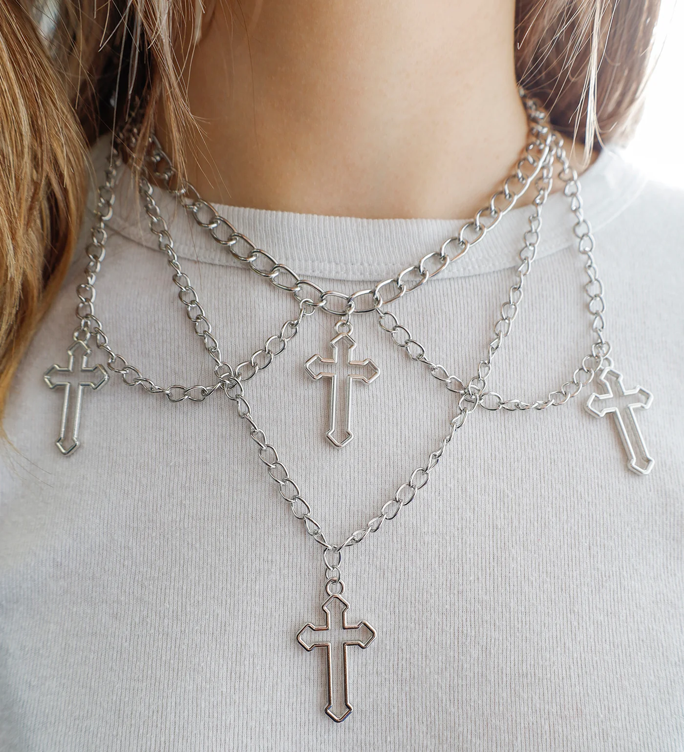 Quad Cross Choker, Silver(2A) - Image 3
