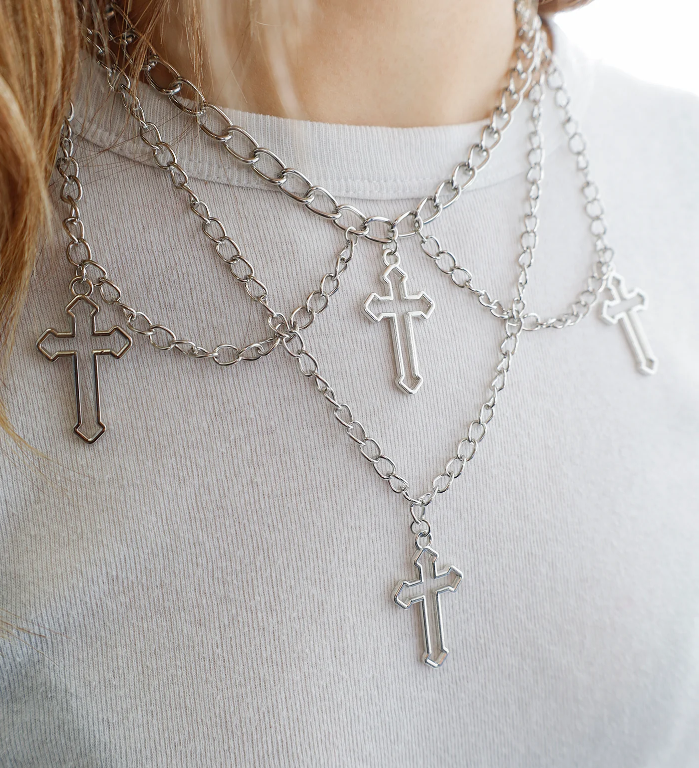 Quad Cross Choker, Silver(2A) - Image 4