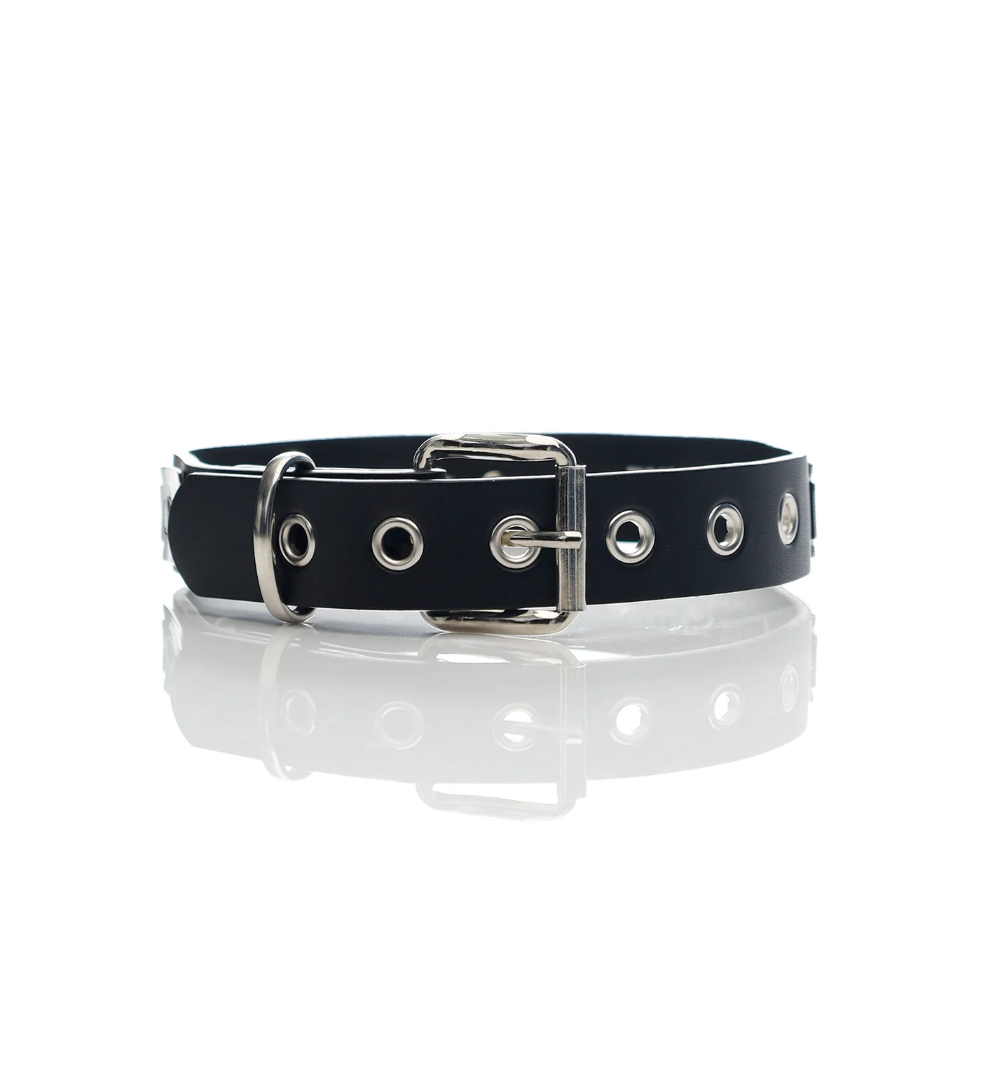 Razor Blade Leather Choker, Black/Silver - Image 2