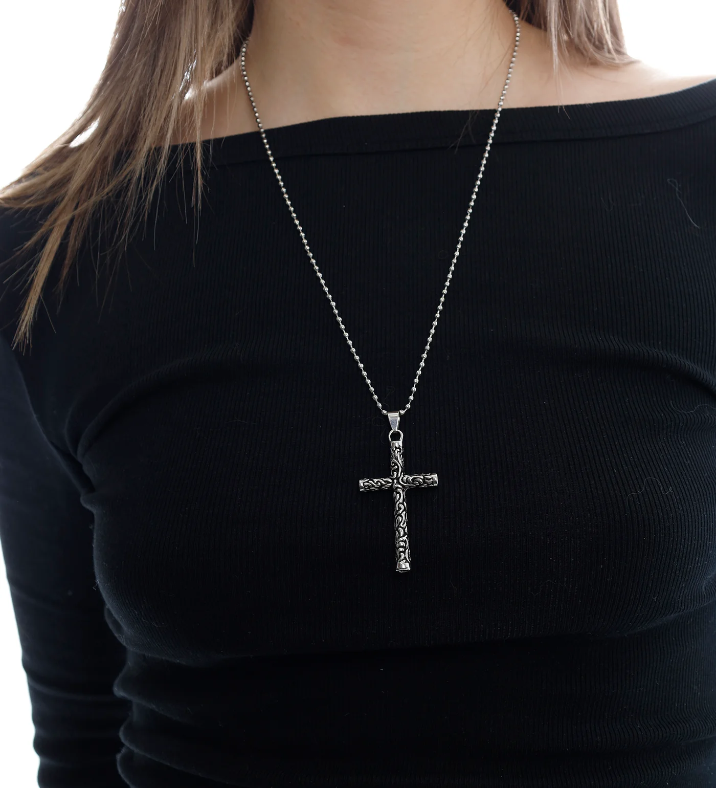 Round Cross Patern EX-31220405, Silver/Black (2A) - Image 3