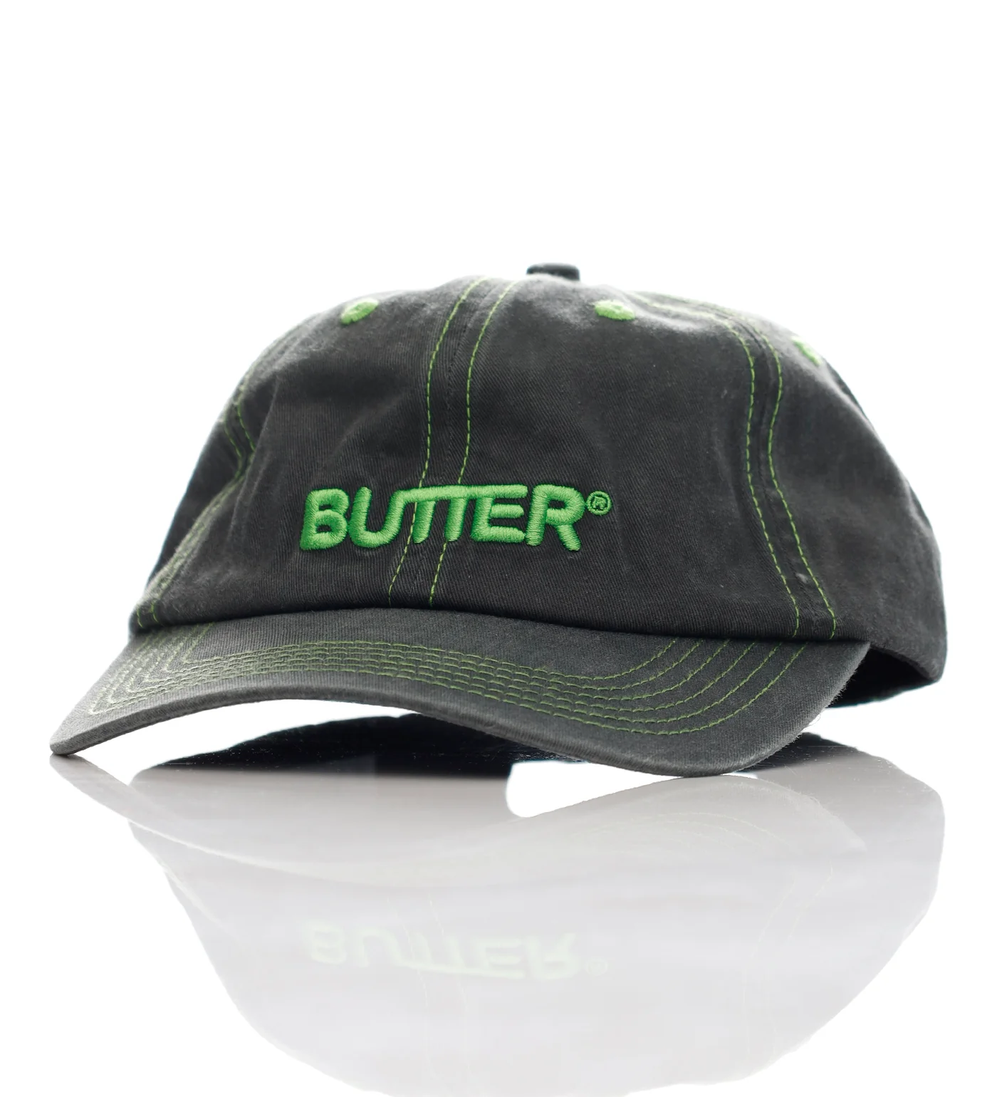 Round Logo 6 Panel, Washed Black