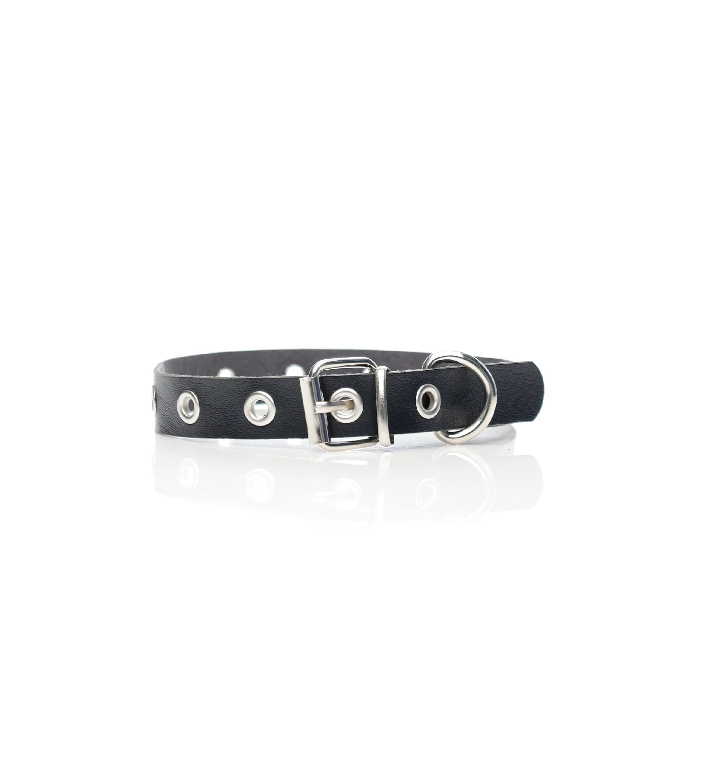 Round Rivets Pu Leather choker, Black - Image 2