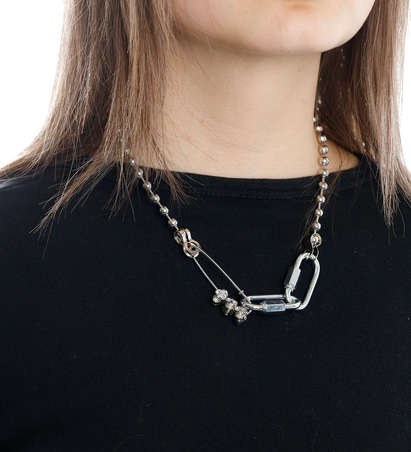 Safety Pin Ball Chain, Silver(2E) - Image 3