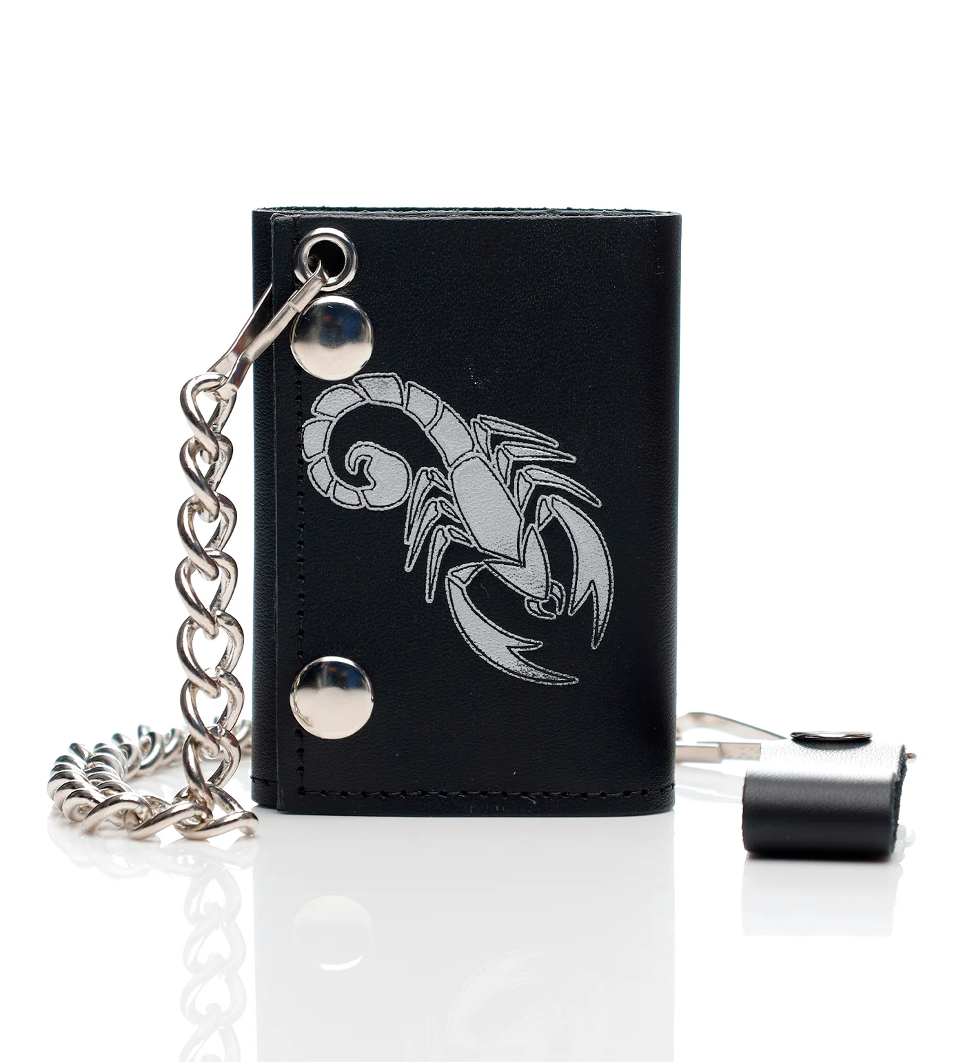 Scorpion Tri-fold Wallet W/Chain TC304-203, Black/Silver