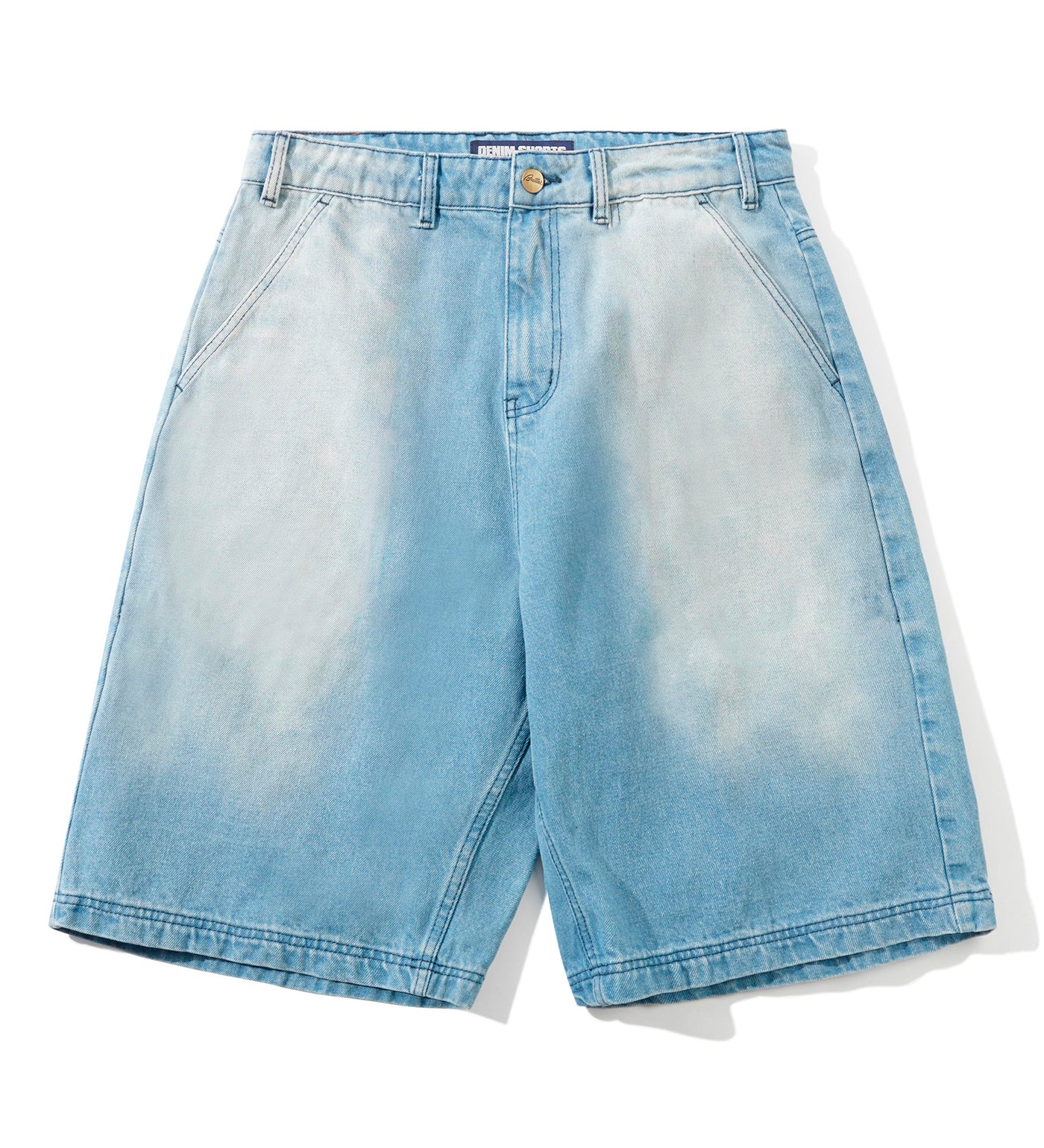 Scribble Denim Shorts, Faded Light Blue