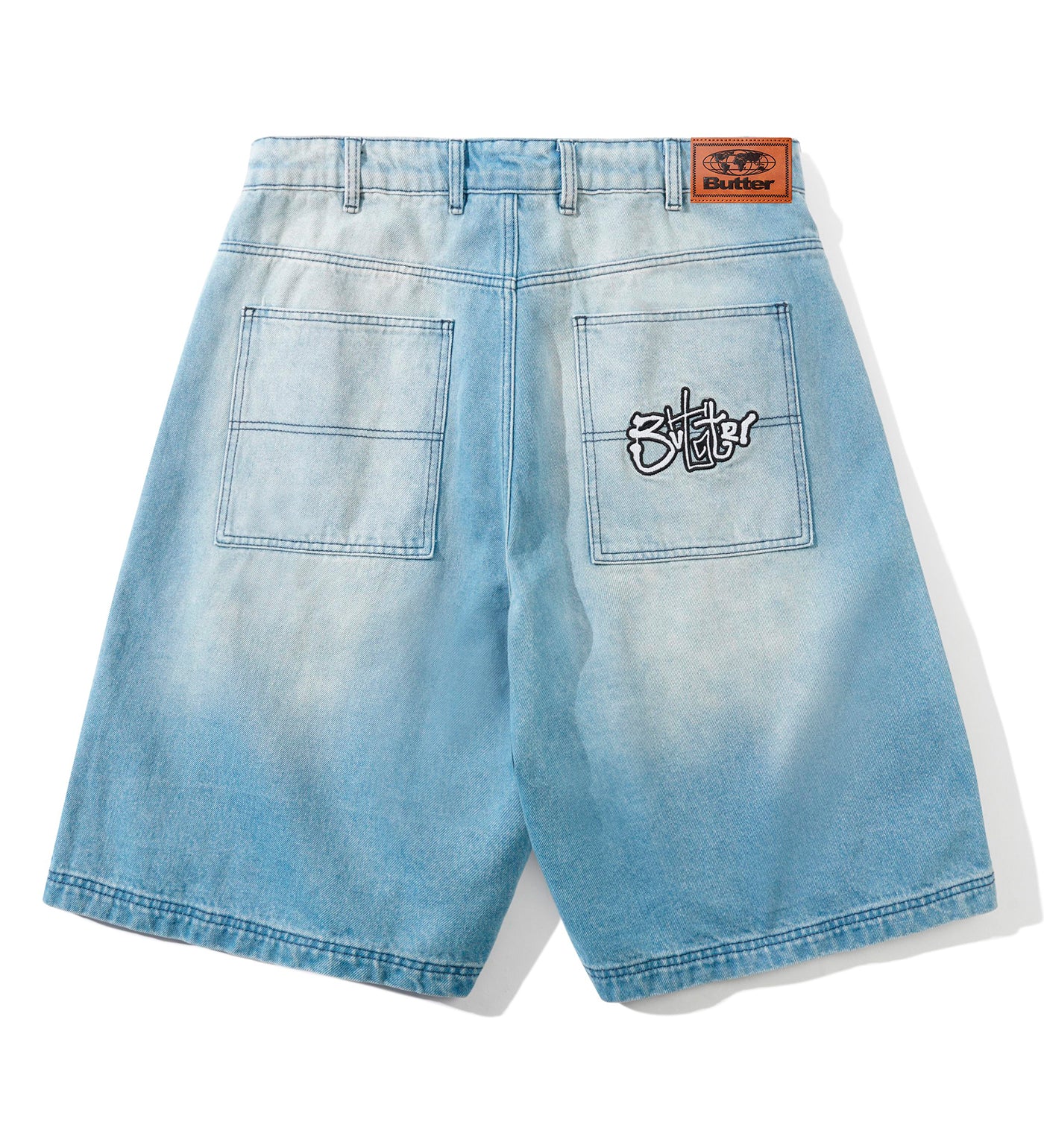 Scribble Denim Shorts, Faded Light Blue - Image 2