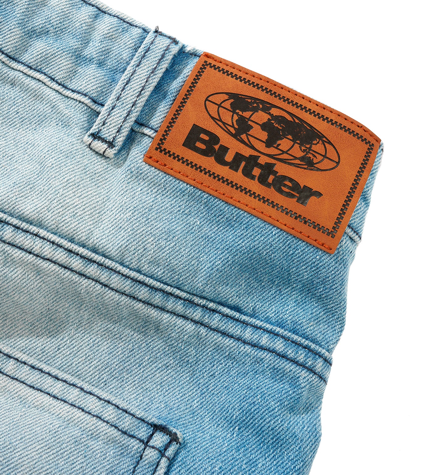 Scribble Denim Shorts, Faded Light Blue - Image 3