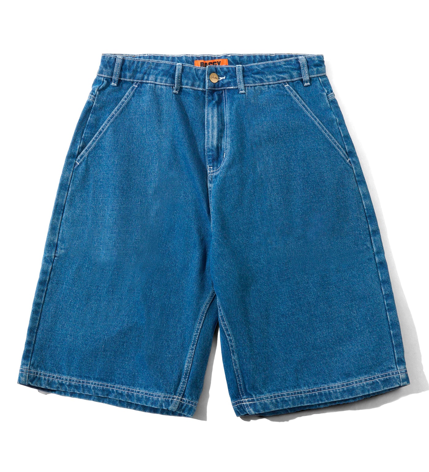 Scribble Denim Shorts, Mid Blue