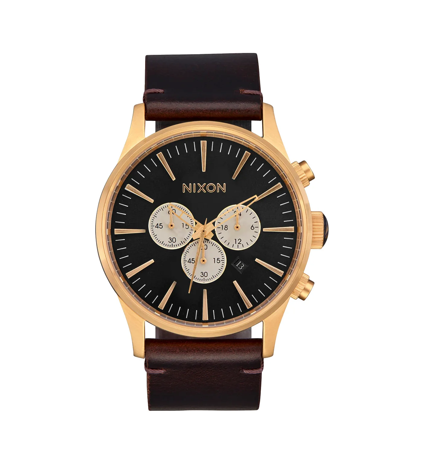 Sentry Chrono Leather, Gold/Indigo/Brown