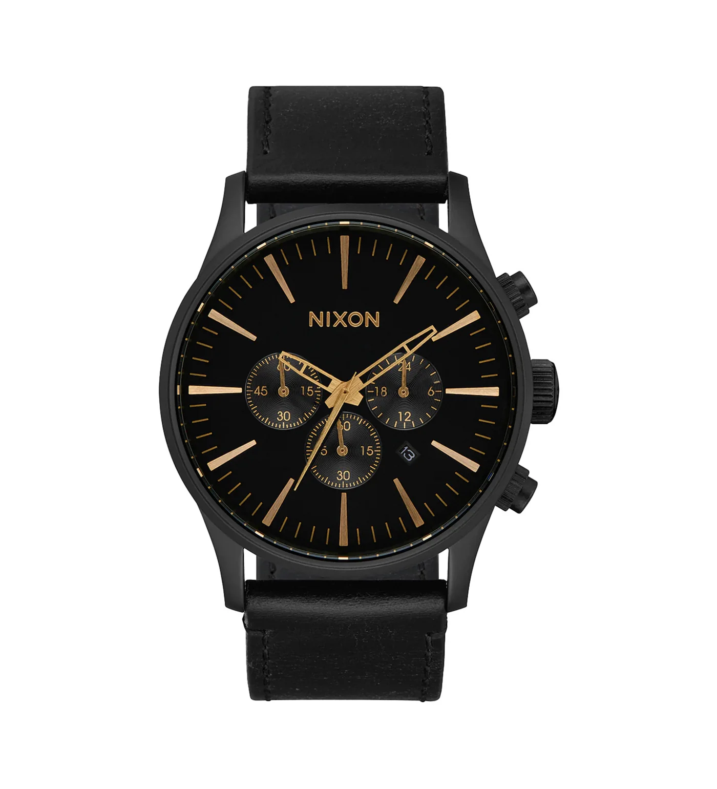 Sentry Chrono Leather, Matte Black/Gold/Black