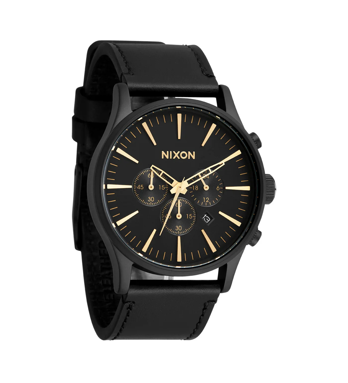 Sentry Chrono Leather, Matte Black/Gold/Black - Image 2