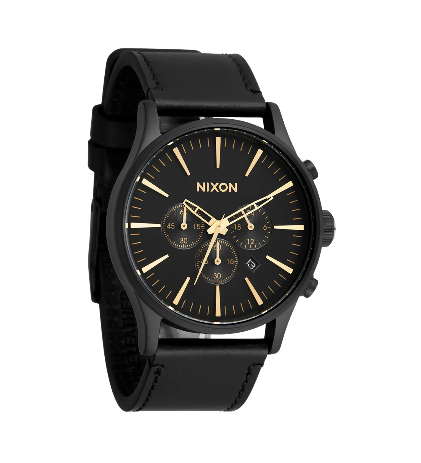 Sentry Chrono Leather, Matte Black/Gold/Black - Image 2