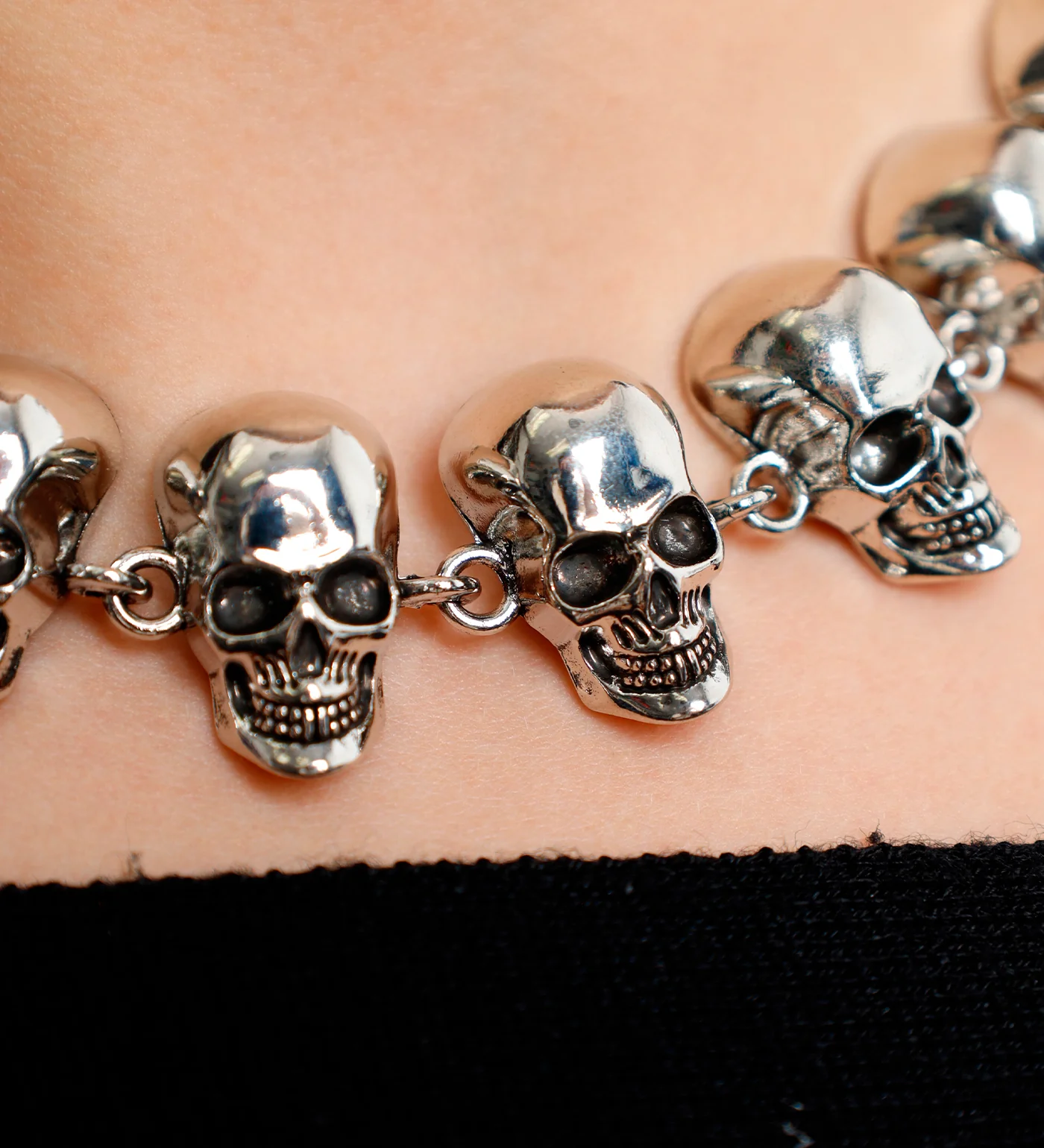 Skull Necklace/Choker, Silver(2E) - Image 4