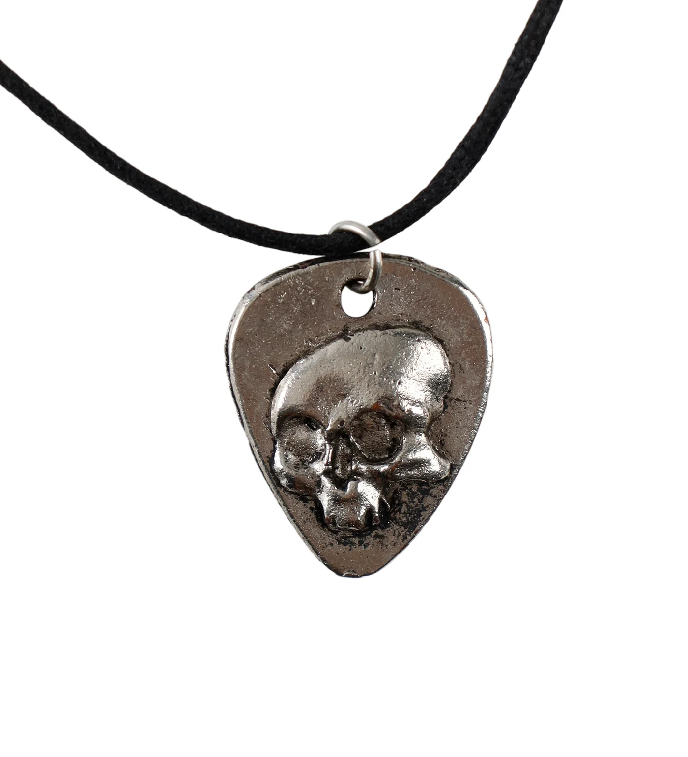 Skull Pick String Necklace, Black/Silver(2F)