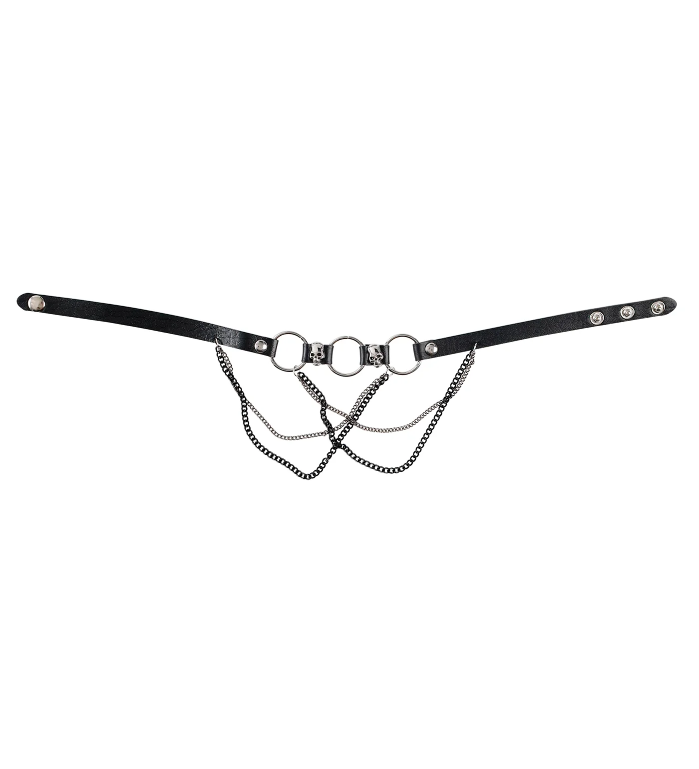 Skull W.Chain Choker, Black/Silver - Image 2