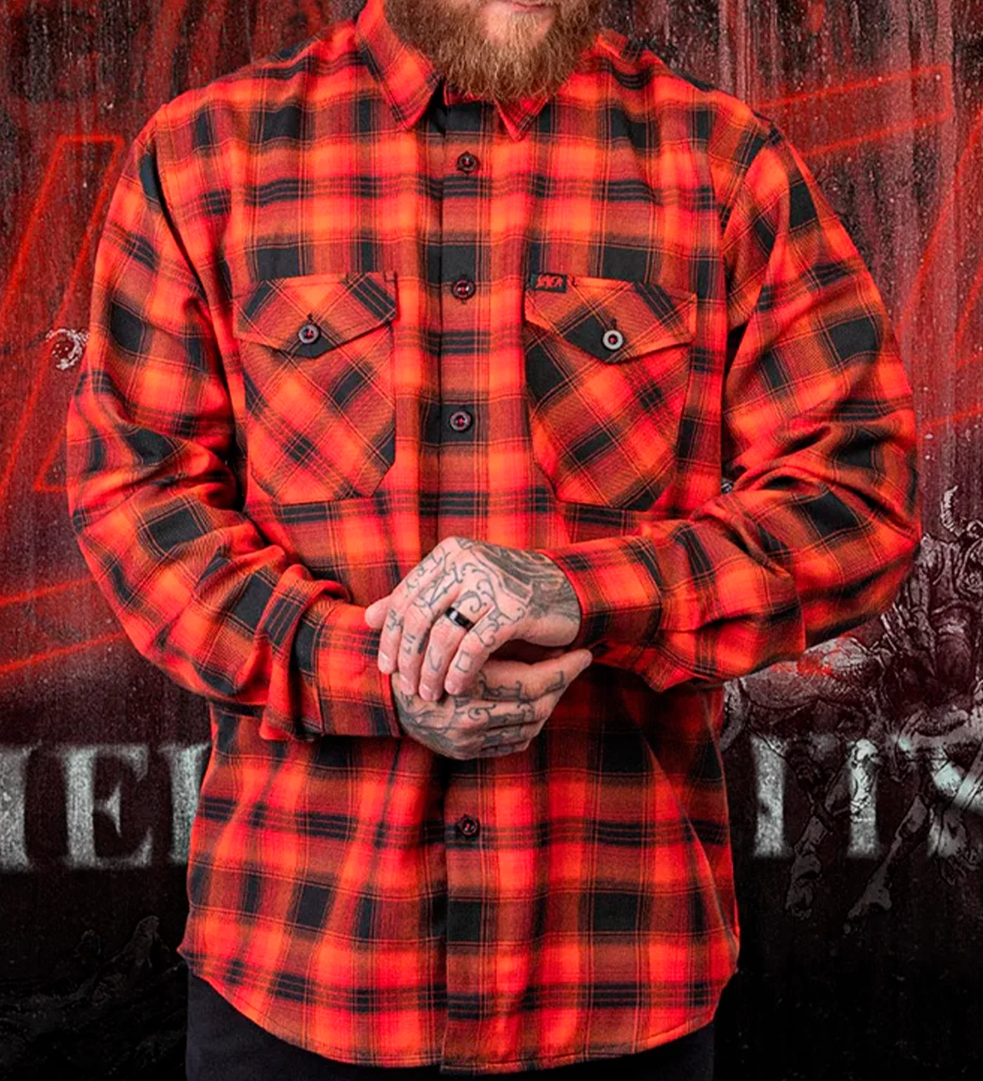 Slayer Hell Awaits Flannel, Orange/Red/Black - Image 5