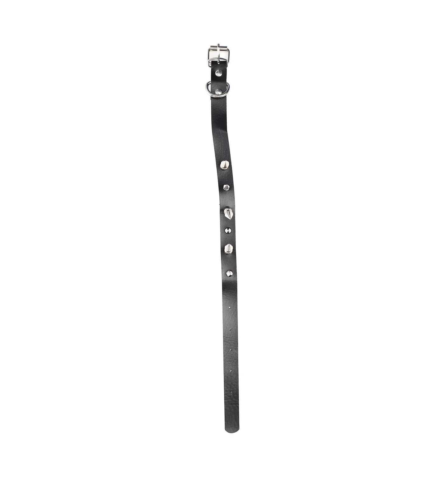 Small/Large Spikes PU Leather Choker, Black/Silver - Image 3
