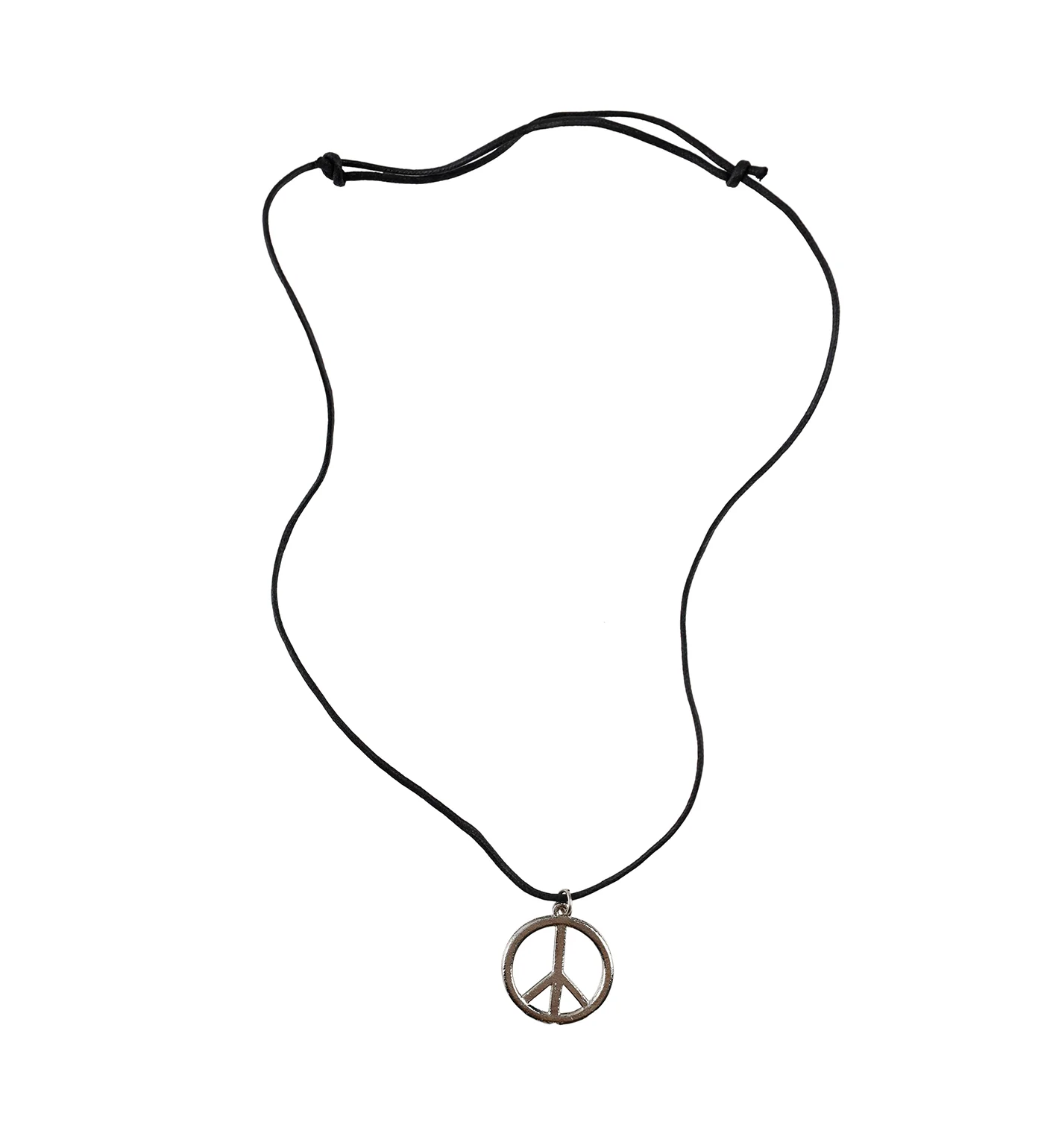 Small Peace Sign String Necklace, Black/Silver(2F) - Image 3