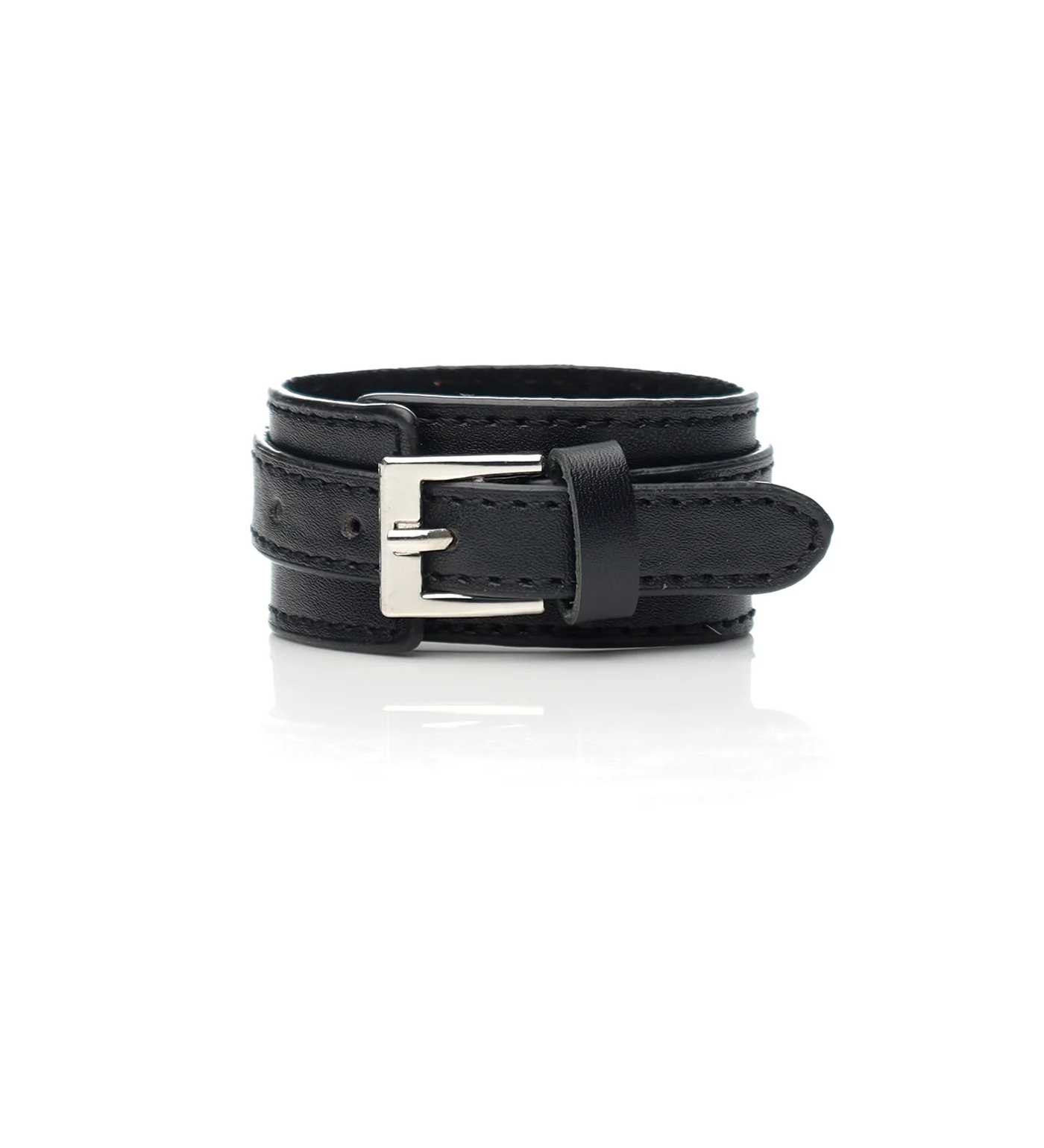 Small PU Leather Wristband, Black - Image 2