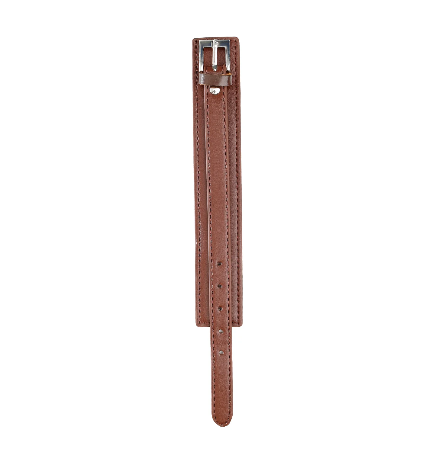 Small PU Leather Wristband, Brown - Image 3
