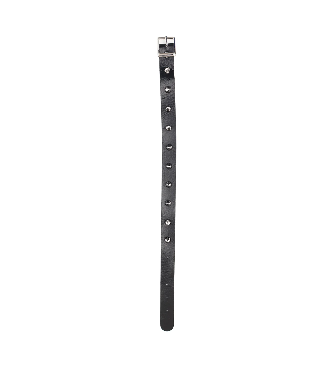 Small Spikes PU Leather Choker, Black/Silver - Image 3