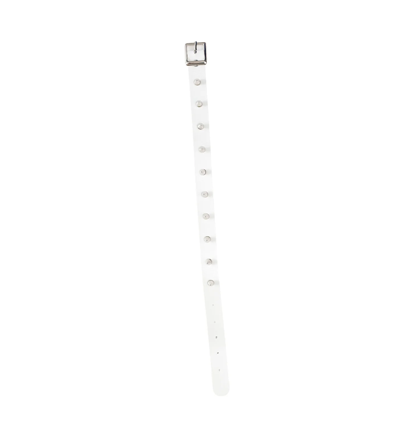 Small Spikes PU Leather Choker, White/Silver - Image 3